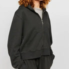 Shop Samii Ryan Samii Ryan Black Stone Wash Zip - Up Hoodie Hooded Sweatshirt for women – premium loungewear and festival fashion at Spoiled Brat