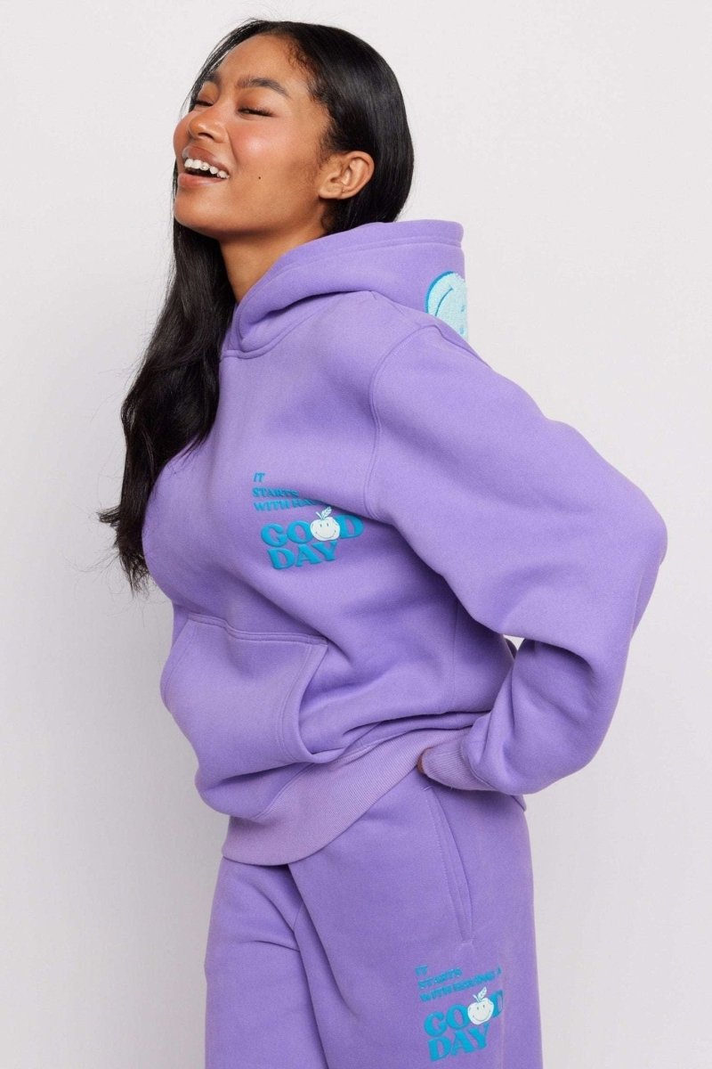 Shop Samii Ryan Samii Ryan Good Day Smileyworld Hoodie Hoodie for women – premium loungewear and festival fashion at Spoiled Brat