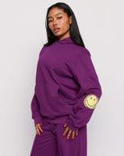 Shop Samii Ryan Samii Ryan Smiley® Purple Oversized Hoodie Hooded Sweatshirt for women – premium loungewear and festival fashion at Spoiled Brat