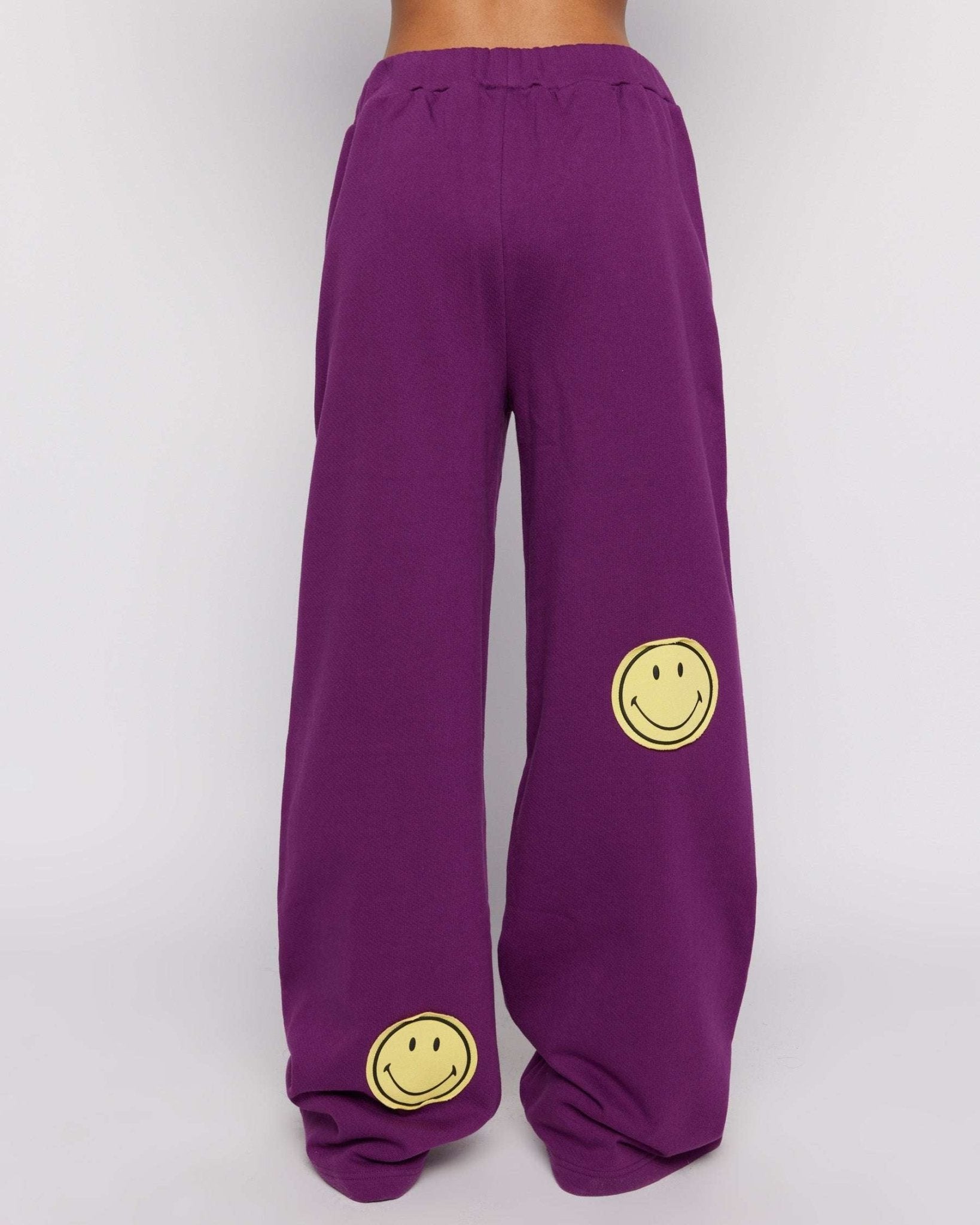 Shop Samii Ryan Samii Ryan Smiley® Straight Leg Purple Jogger Pants Jogger Bottoms for women – premium loungewear and festival fashion at Spoiled Brat