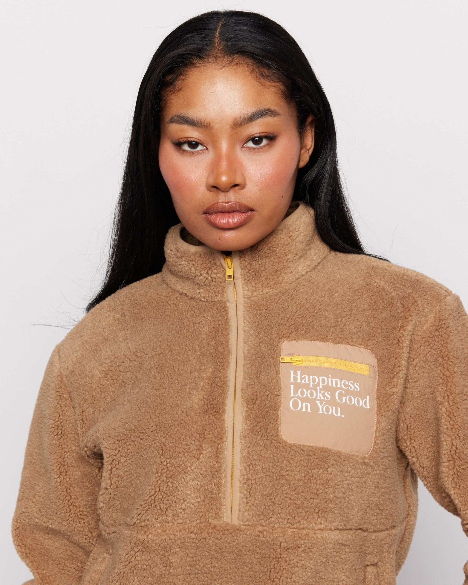 Samii Ryan Smiley® Sunshine Sherpa Jacket as seen on Sarah Jayne Dunn - Spoiled Brat