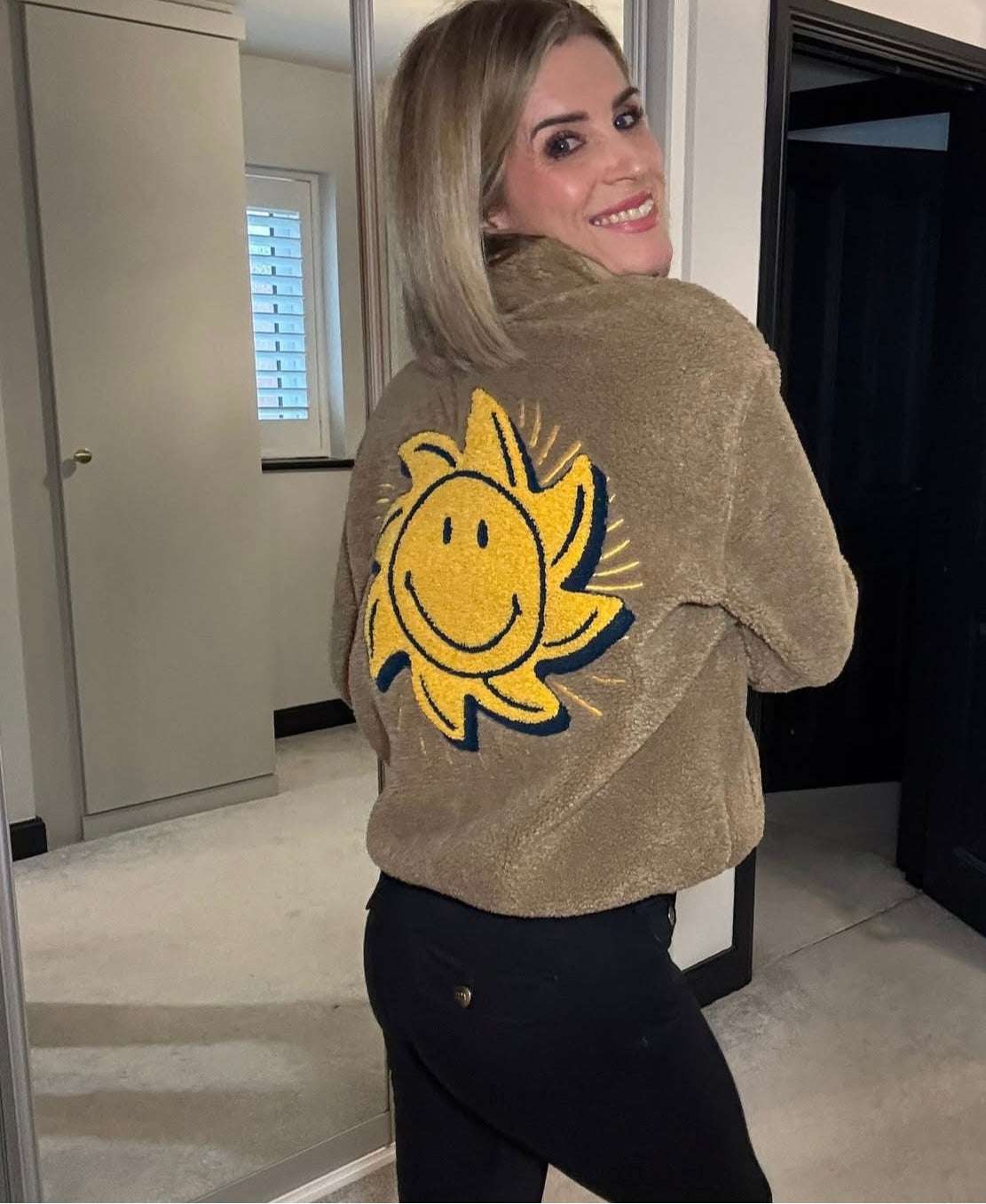 Samii Ryan Smiley® Sunshine Sherpa Jacket as seen on Sarah Jayne Dunn - Spoiled Brat
