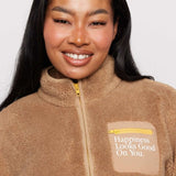 Shop Samii Ryan Samii Ryan Smiley® Sunshine Sherpa Jacket as seen on Sarah Jayne Dunn Jacket for women – premium loungewear and festival fashion at Spoiled Brat
