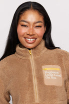 Shop Samii Ryan Samii Ryan Smiley® Sunshine Sherpa Jacket as seen on Sarah Jayne Dunn Jacket for women – premium loungewear and festival fashion at Spoiled Brat