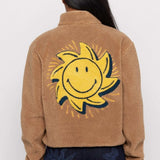 Shop Samii Ryan Samii Ryan Smiley® Sunshine Sherpa Jacket as seen on Sarah Jayne Dunn Jacket for women – premium loungewear and festival fashion at Spoiled Brat
