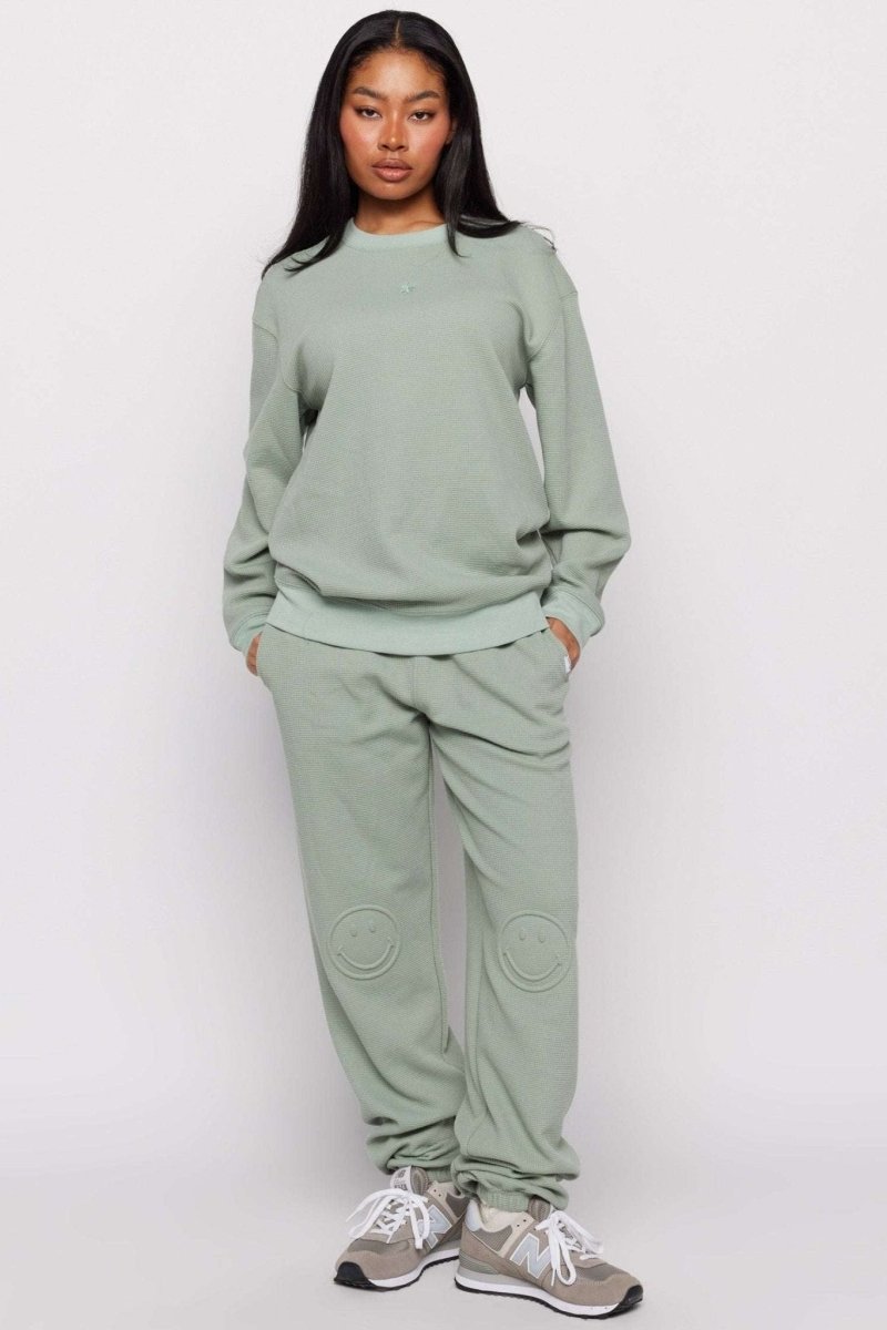 Shop Samii Ryan Samii Ryan Smiley® Thermal Crewneck Sweatshirt for women – premium loungewear and festival fashion at Spoiled Brat