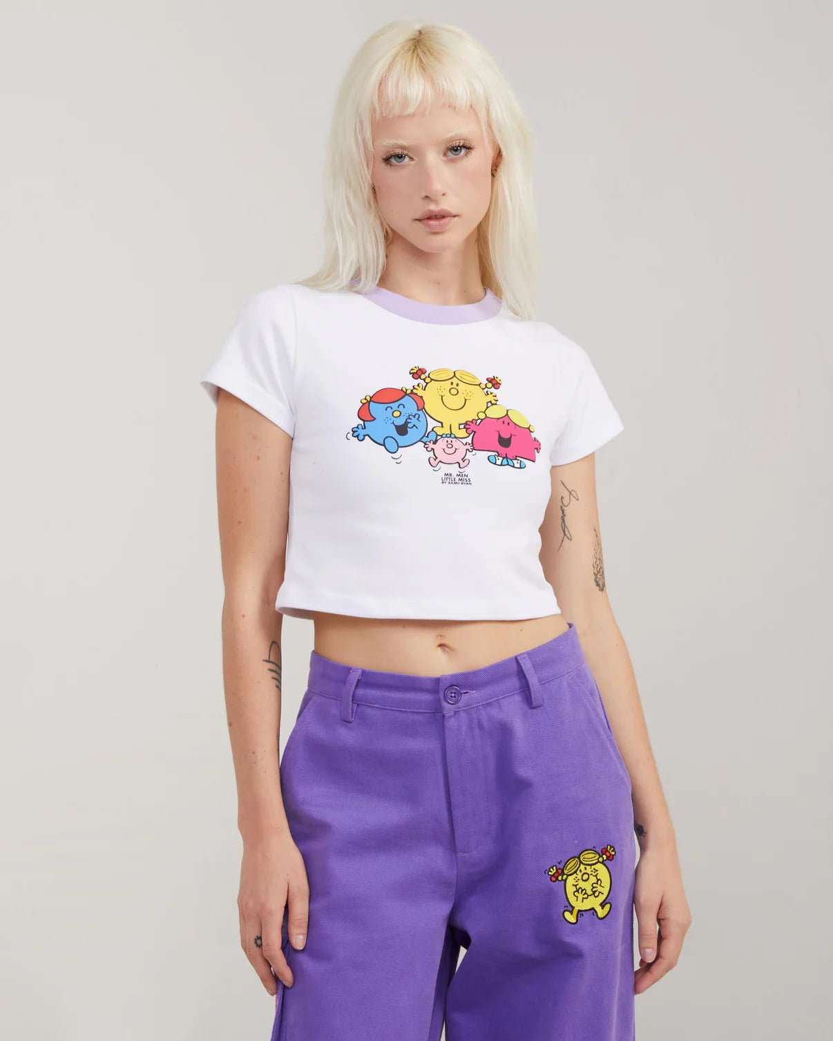 Samii Ryan x Mr Men Happy Gals Baby Tee by Samii Ryan – T-Shirt – White | Spoiled Brat UK