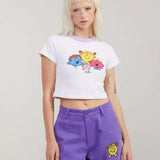 Shop Samii Ryan Samii Ryan x Mr Men Happy Gals Baby Tee T-Shirt for women – premium loungewear and festival fashion at Spoiled Brat