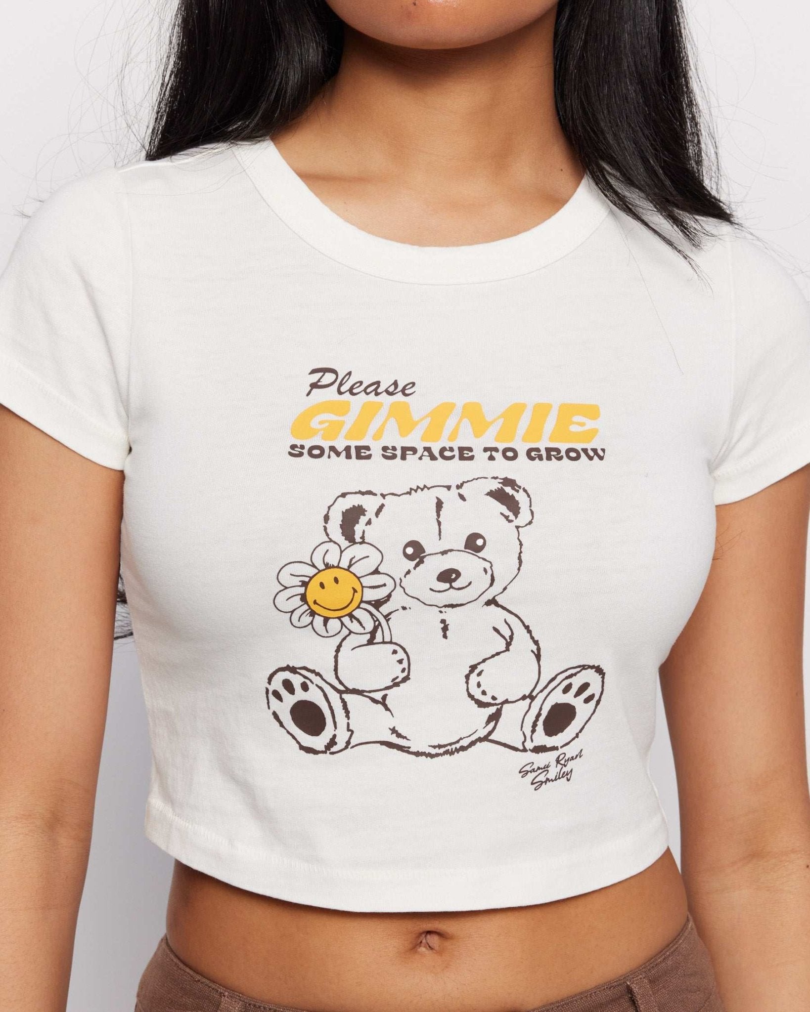 Samii Ryan x Smiley® Gimme Space Baby Tee by Samii Ryan – T-Shirt – White | Spoiled Brat UK