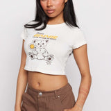 Shop Samii Ryan Samii Ryan x Smiley® Gimme Space Baby Tee T-Shirt for women – premium loungewear and festival fashion at Spoiled Brat
