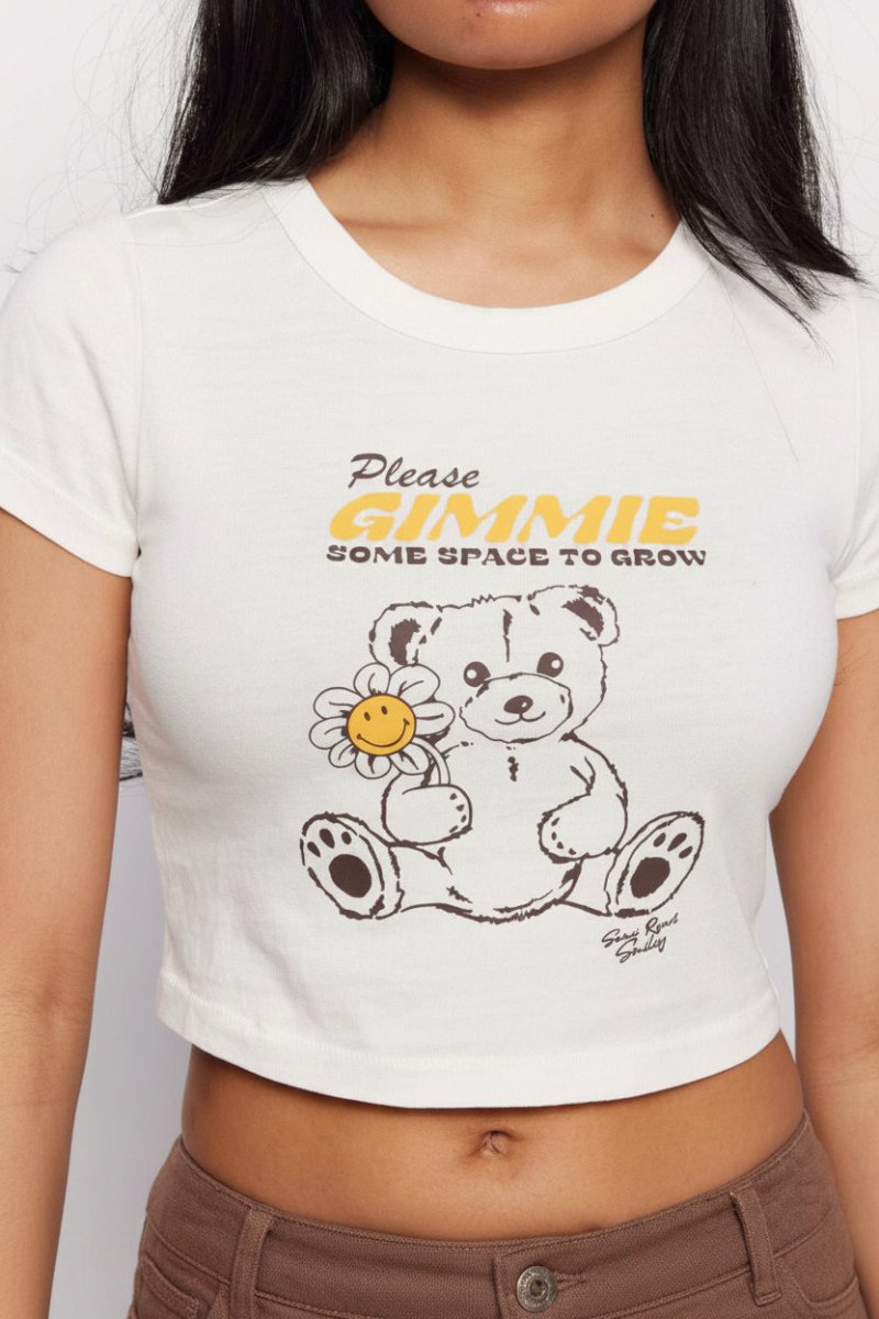 Shop Samii Ryan Samii Ryan x Smiley® Gimme Space Baby Tee T-Shirt for women – premium loungewear and festival fashion at Spoiled Brat