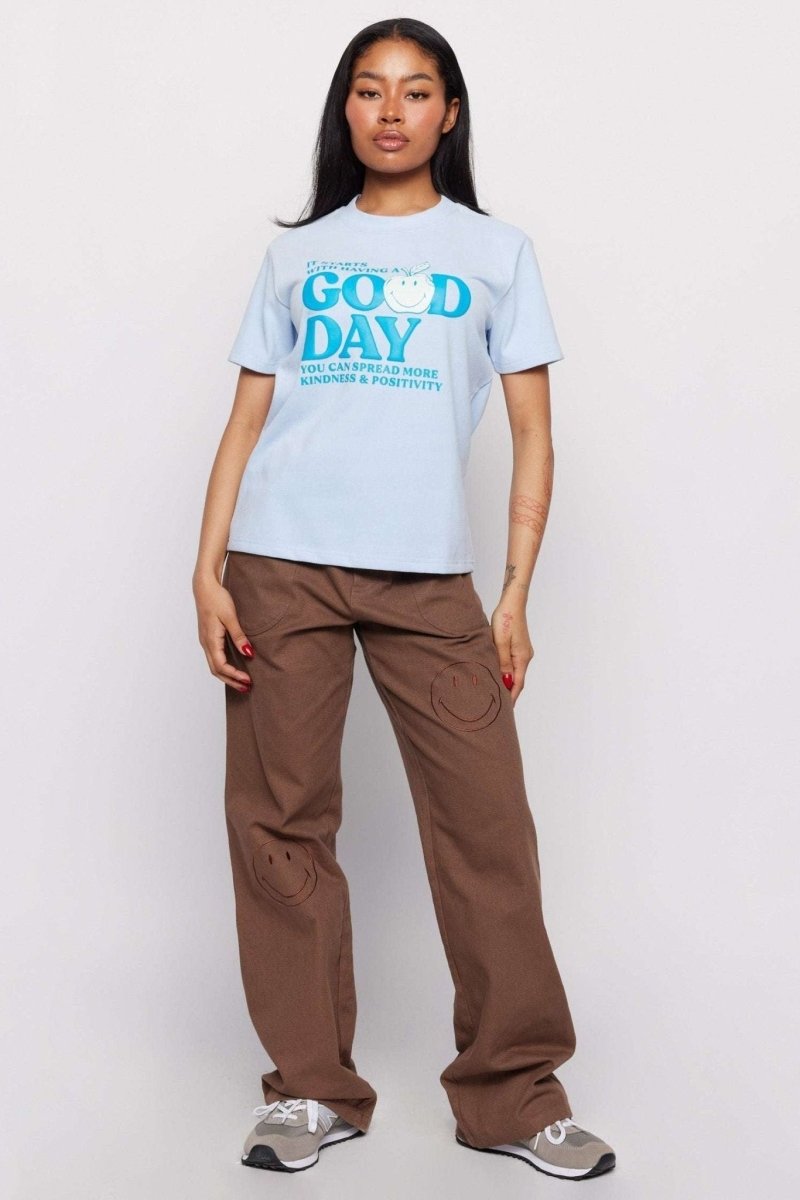 Shop Samii Ryan Samii Ryan x Smiley® Good Day Boxy Tee T-Shirt for women – premium loungewear and festival fashion at Spoiled Brat