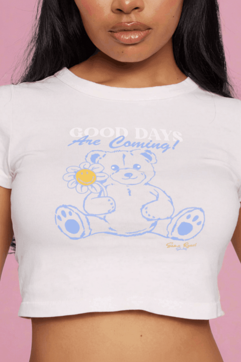 Shop Samii Ryan Samii Ryan x Smileyworld® Good Days Baby Tee T-Shirt for women – premium loungewear and festival fashion at Spoiled Brat