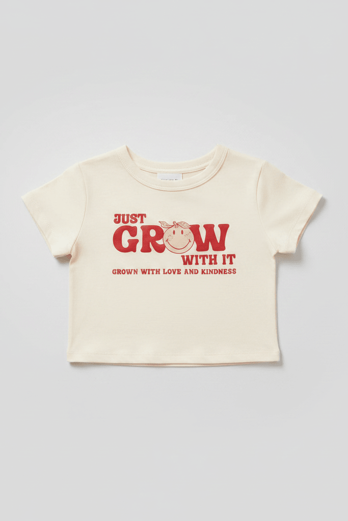 Shop Samii Ryan Samii Ryan x Smileyworld® Just Grow With It Baby Tee T-Shirt for women – premium loungewear and festival fashion at Spoiled Brat