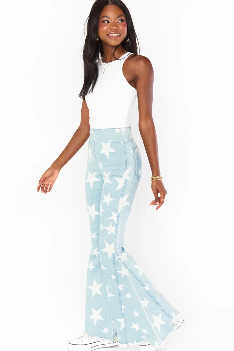 Shop Show Me Your Mumu Show Me Your Mumu Berkeley Star Bells Flared Jeans Jeans for women – premium loungewear and festival fashion at Spoiled Brat