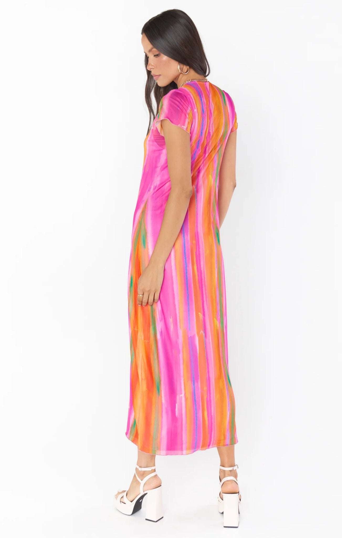 Show Me Your Mumu Molly Rainbow Midi Dress Midi Dress by Show Me Your Mumu as seen on celebrities