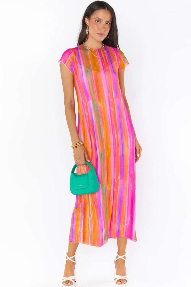Shop Show Me Your Mumu Show Me Your Mumu Molly Rainbow Midi Dress Midi Dress for women – premium loungewear and festival fashion at Spoiled Brat
