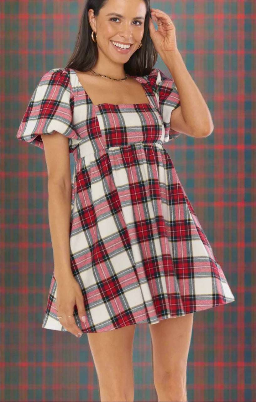 Show Me Your Mumu Smitten Tartan Babydoll Dress Party Dress by Show Me Your Mumu as seen on celebrities