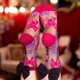 Shop Sock Candy Sock Candy Big Bow Energy Black Sheer Crew Sock Socks for women – premium loungewear and festival fashion at Spoiled Brat