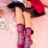 Shop Sock Candy Sock Candy Big Bow Energy Black Sheer Crew Sock Socks for women – premium loungewear and festival fashion at Spoiled Brat