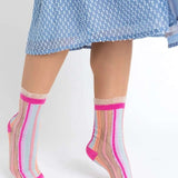 Shop Sock Candy Sock Candy Candy Stripe Ruffle Crew Sock Socks for women – premium loungewear and festival fashion at Spoiled Brat