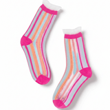 Shop Sock Candy Sock Candy Candy Stripe Ruffle Crew Sock Socks for women – premium loungewear and festival fashion at Spoiled Brat