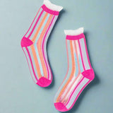 Shop Sock Candy Sock Candy Candy Stripe Ruffle Crew Sock Socks for women – premium loungewear and festival fashion at Spoiled Brat