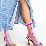 Shop Sock Candy Sock Candy Candy Stripe Ruffle Crew Sock Socks for women – premium loungewear and festival fashion at Spoiled Brat