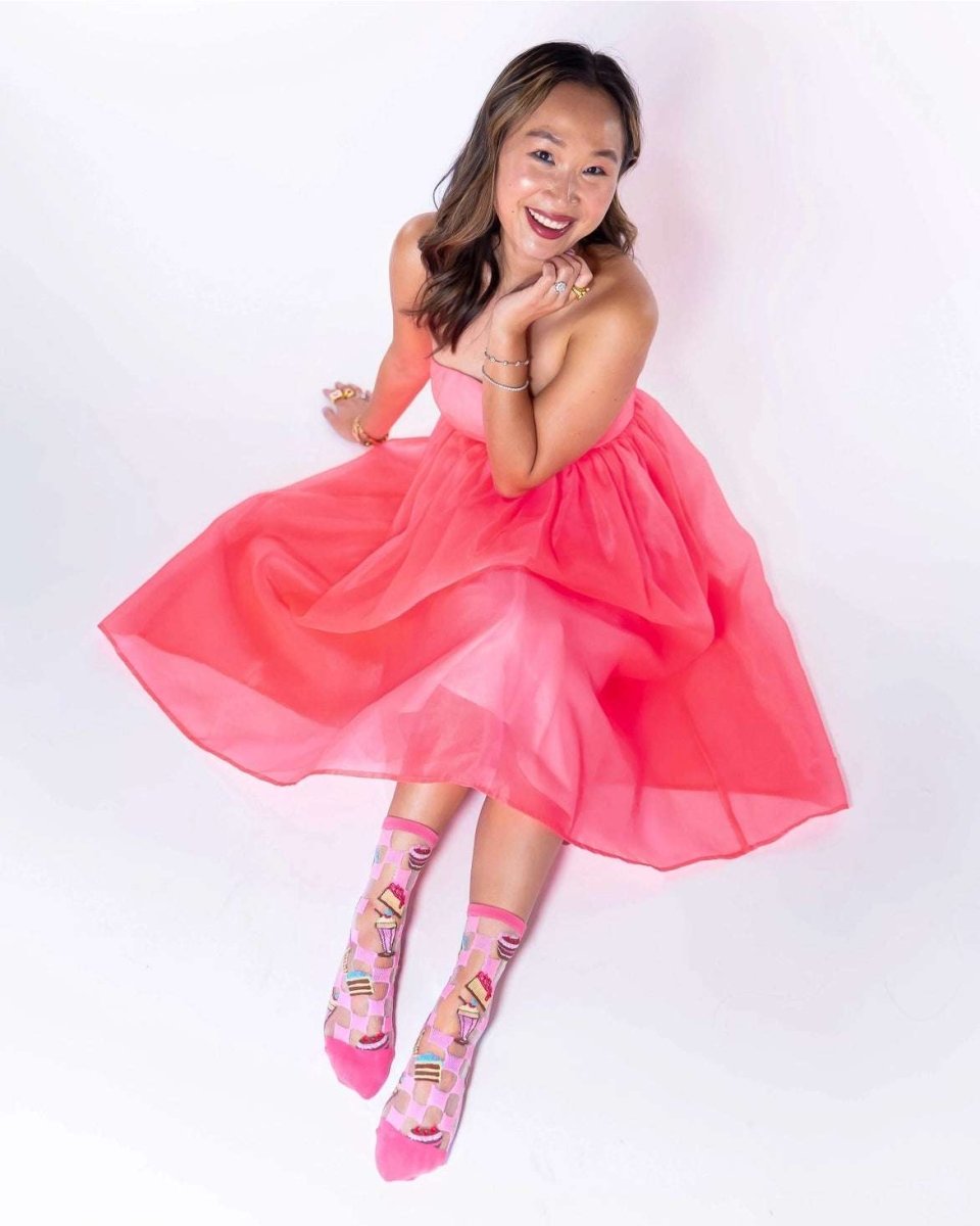 Shop Sock Candy Sock Candy Retro Sweets Sheer Crew Sock Socks for women – premium loungewear and festival fashion at Spoiled Brat