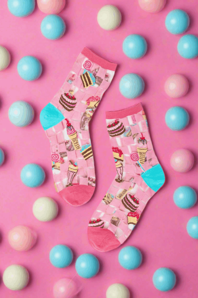 Shop Sock Candy Sock Candy Retro Sweets Sheer Crew Sock Socks for women – premium loungewear and festival fashion at Spoiled Brat