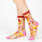 Shop Sock Candy Sock Candy Smiley Face Daisy Sheer Crew Socks Socks for women – premium loungewear and festival fashion at Spoiled Brat