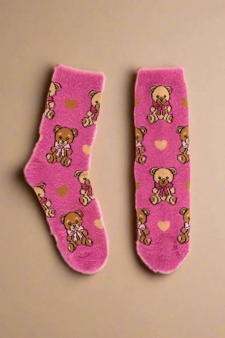 Sock Candy Teddy Bear Fuzzy Crew Sock by Sock Candy – Socks – One Size | Spoiled Brat UK