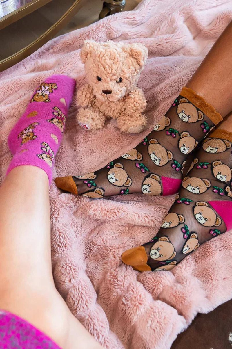 Shop Sock Candy Sock Candy Teddy Bear Fuzzy Crew Sock Socks for women – premium loungewear and festival fashion at Spoiled Brat