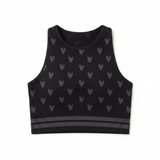 Shop Spiritual Gangster Spiritual Gangster High Neck Jacquard Seamless Black Sports Bra as seen on Miranda Cosgrove Vest Top for women – premium loungewear and festival fashion at Spoiled Brat