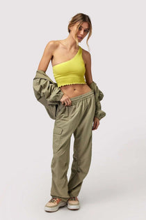 Shop Spiritual Gangster Spiritual Gangster Journey Cargo Pants in Dark Matcha Cargo Pants for women – premium loungewear and festival fashion at Spoiled Brat