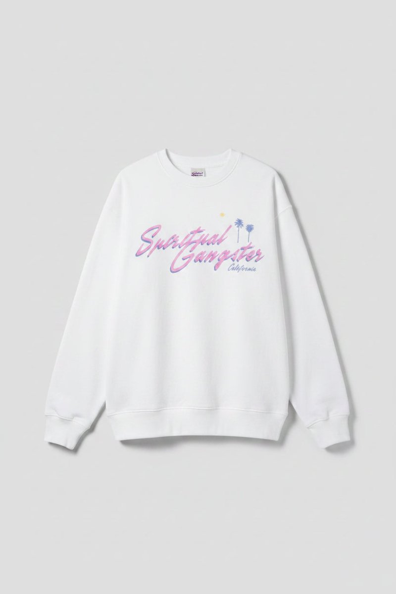Shop Spiritual Gangster Spiritual Gangster SG Palm LA Brea Crew Sweatshirt for women – premium loungewear and festival fashion at Spoiled Brat