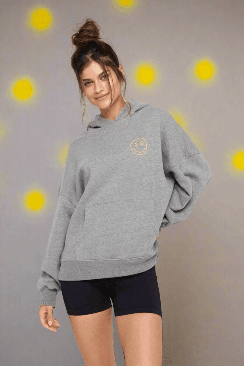 Shop Spiritual Gangster Spiritual Gangster SG Smiley Easy Hoodie Hooded Sweatshirt for women – premium loungewear and festival fashion at Spoiled Brat