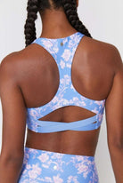 Spiritual Gangster Studio Eco Jersey Sports Bra in Jacaranda Print Cropped Top by Spiritual Gangster as seen on celebrities