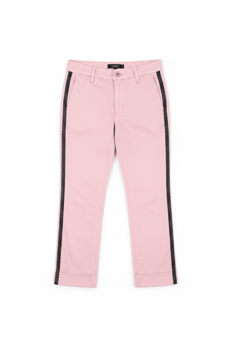 Shop Sundry Sundry Glitter Stripe Roll Up Chino Trousers Trousers for women – premium loungewear and festival fashion at Spoiled Brat
