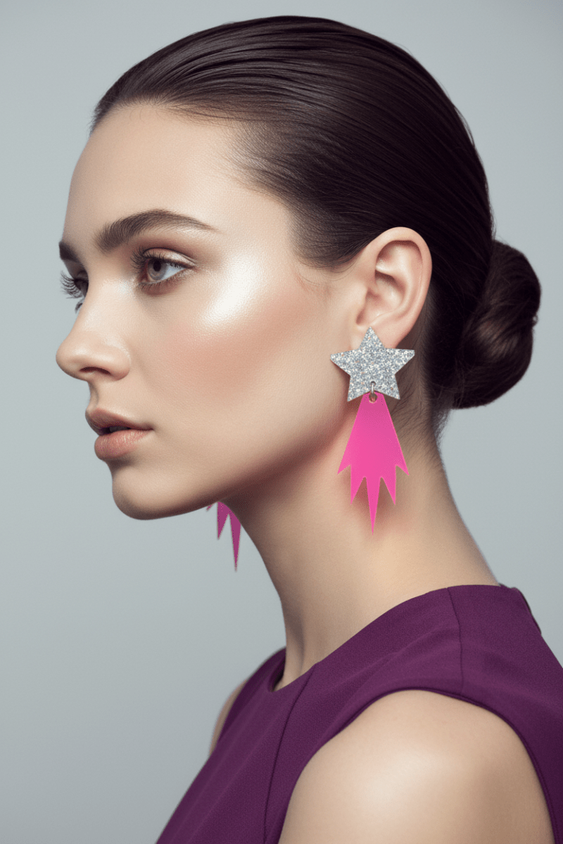Shop Suzywan DELUXE Suzywan DELUXE Falling Star Acrylic Earrings Earrings for women – premium loungewear and festival fashion at Spoiled Brat