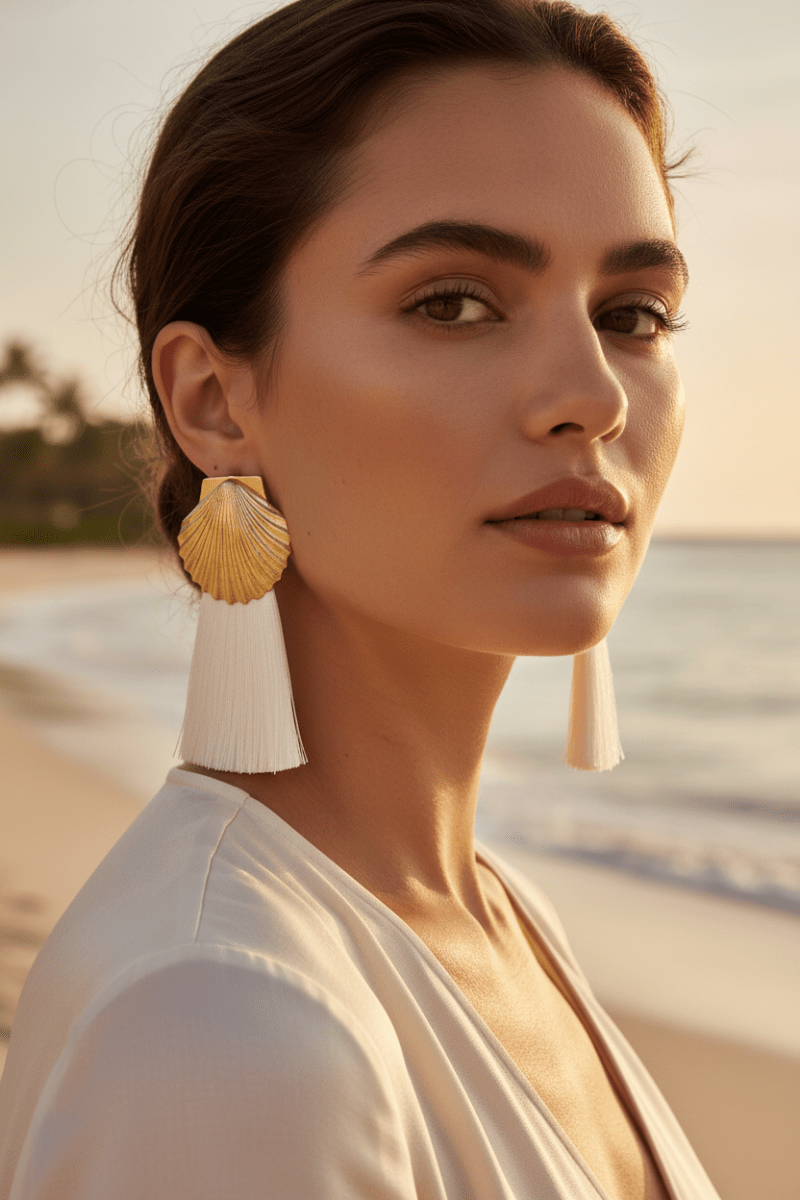 Shop Suzywan DELUXE Suzywan DELUXE Sea Shells Tassel Mermaid Earrings Earrings for women – premium loungewear and festival fashion at Spoiled Brat