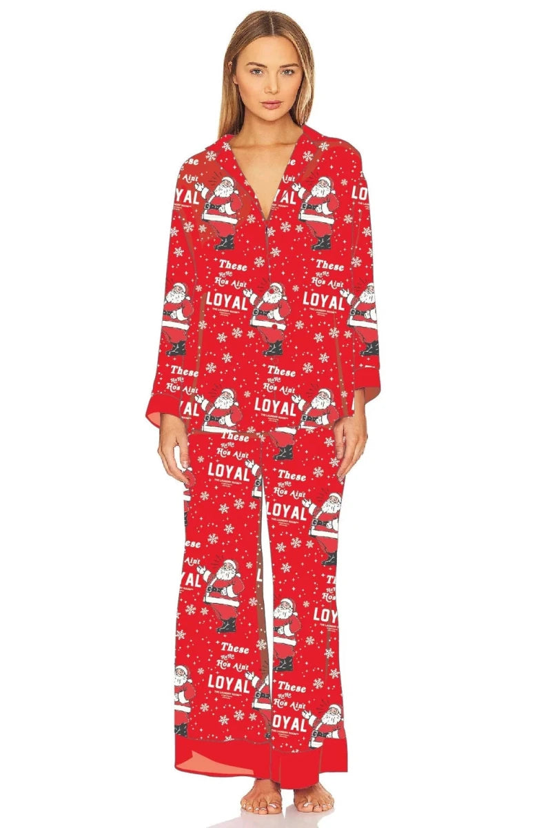 Shop The Laundry Room The Laundry Room Ain't Loyal Christmas Silky PJ Set Pyjamas for women – premium loungewear and festival fashion at Spoiled Brat
