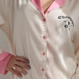 Shop The Laundry Room The Laundry Room Champagne Gang - Silky PJ Set Pyjamas for women – premium loungewear and festival fashion at Spoiled Brat