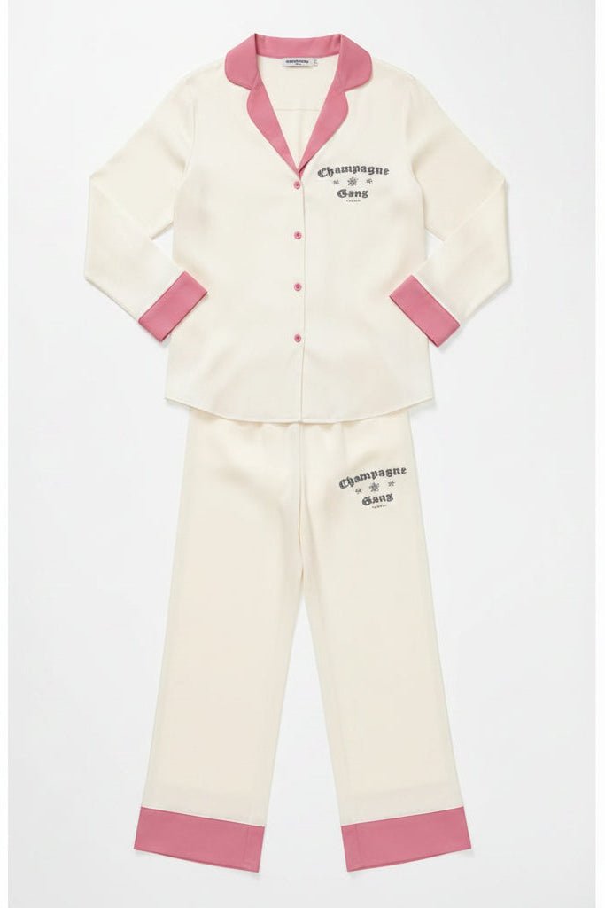 Shop The Laundry Room The Laundry Room Champagne Gang - Silky PJ Set Pyjamas for women – premium loungewear and festival fashion at Spoiled Brat