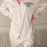 Shop The Laundry Room The Laundry Room Champagne Gang - Silky PJ Set Pyjamas for women – premium loungewear and festival fashion at Spoiled Brat
