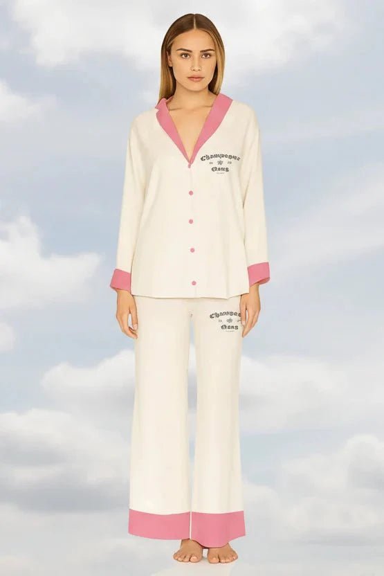 Shop The Laundry Room The Laundry Room Champagne Gang - Silky PJ Set Pyjamas for women – premium loungewear and festival fashion at Spoiled Brat
