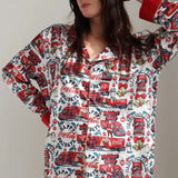 Shop The Laundry Room The Laundry Room Happy Coca - Cola Holidays Silky PJ Set Pyjamas for women – premium loungewear and festival fashion at Spoiled Brat