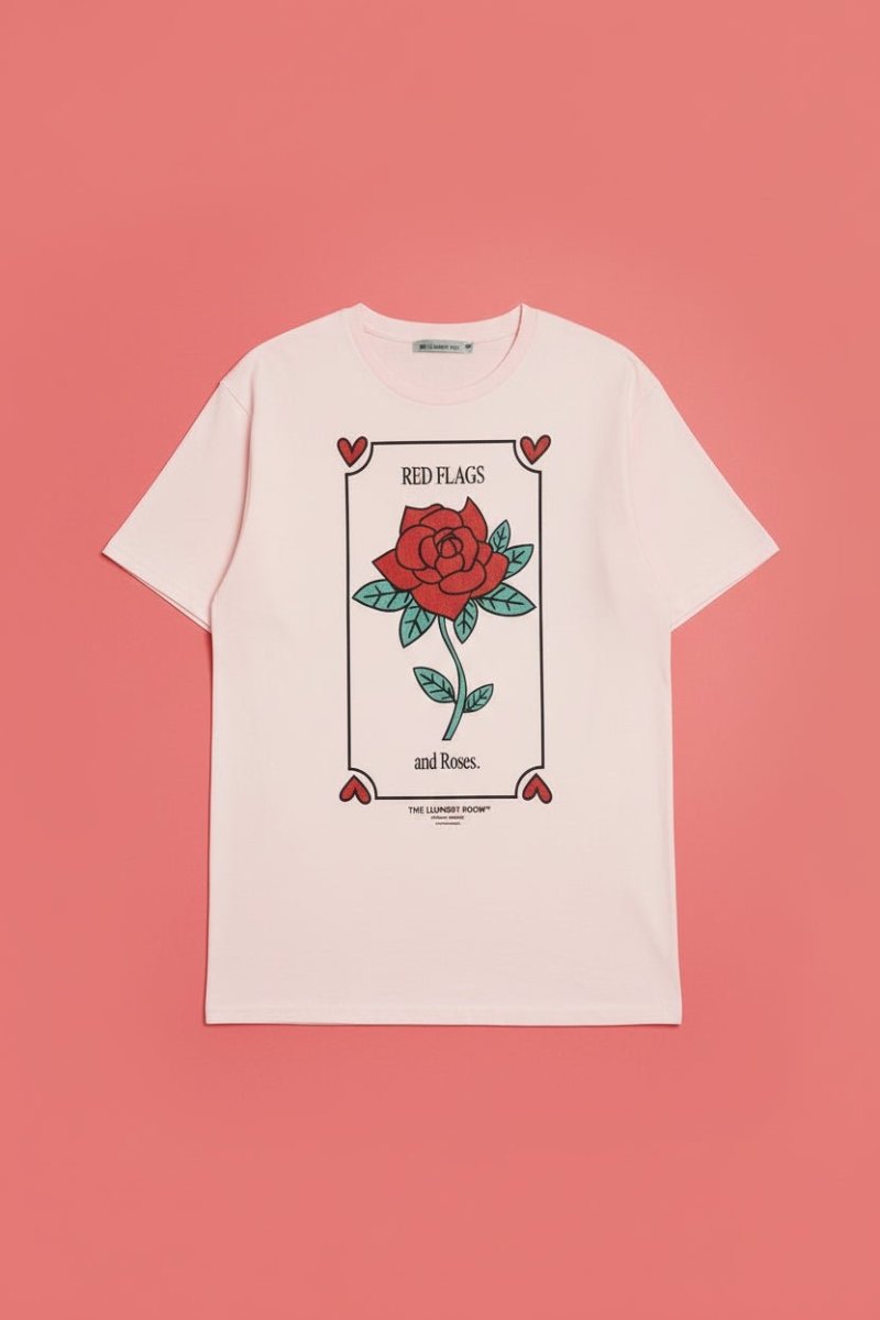 Shop The Laundry Room The Laundry Room Red Flags And Roses Oversized Tee T-Shirt for women – premium loungewear and festival fashion at Spoiled Brat