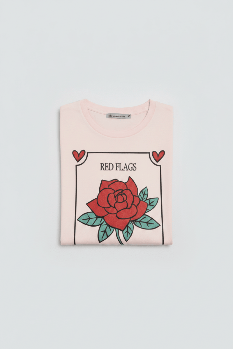 Shop The Laundry Room The Laundry Room Red Flags And Roses Oversized Tee T-Shirt for women – premium loungewear and festival fashion at Spoiled Brat