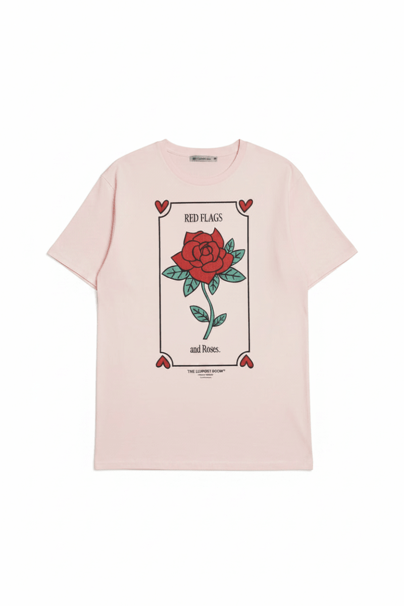 Shop The Laundry Room The Laundry Room Red Flags And Roses Oversized Tee T-Shirt for women – premium loungewear and festival fashion at Spoiled Brat